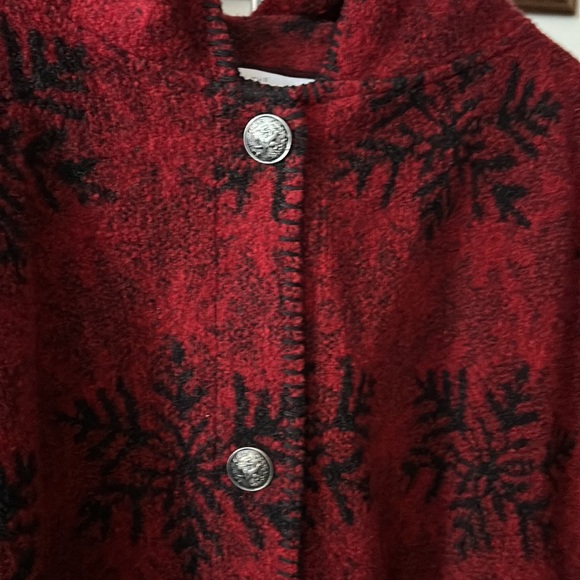VINTAGE Vermont Country Store Wool Blend Fair Isle Red Poncho Made in the USA - Picture 3 of 8